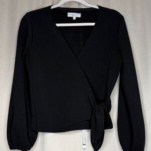 Madewell Black Long Sleeve Wrap Top